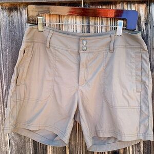 Prana khaki color hiking shorts size 12. Light and cool for summer outdoors!